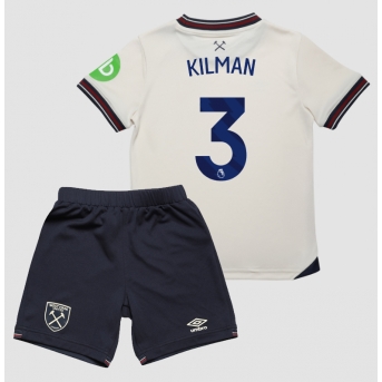 Billige Fotballdrakt West Ham United Max Kilman #3 Replika Bortedraktsett Barn 2025-26 Kortermet (med bukser)